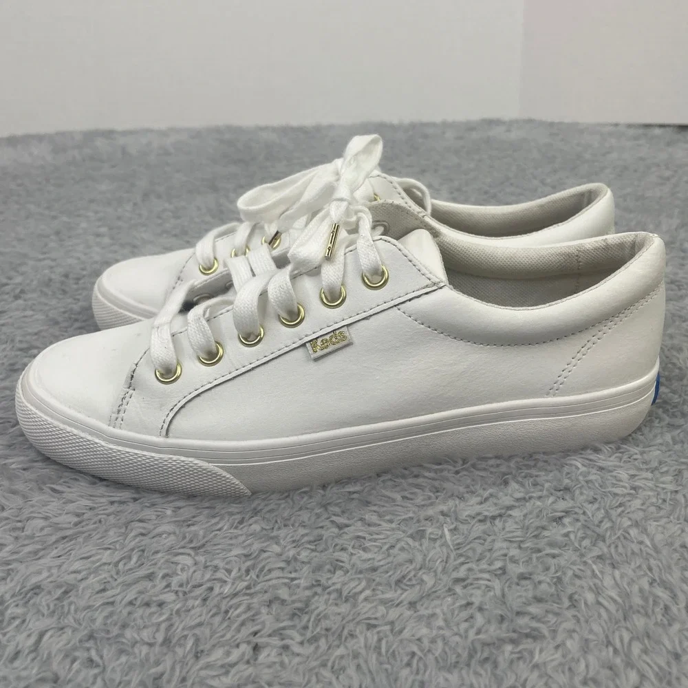 Keds‎ Jump Kick Sneakers Womens 9 White Leather Gold Hardware WH63681